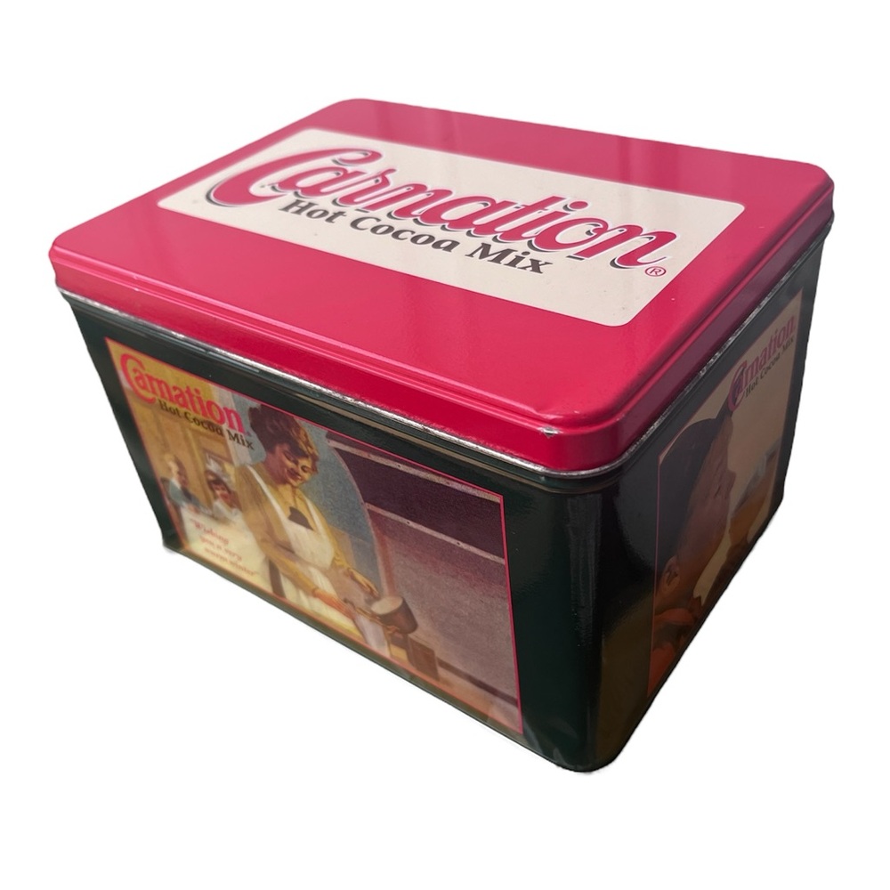 1995 Vintage First Edition Carnation Hot Cocoa Mix Metal Tin 8” x 5.5”